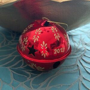 2013 Festive Red Christmas Ball with Bell Chime Ornament